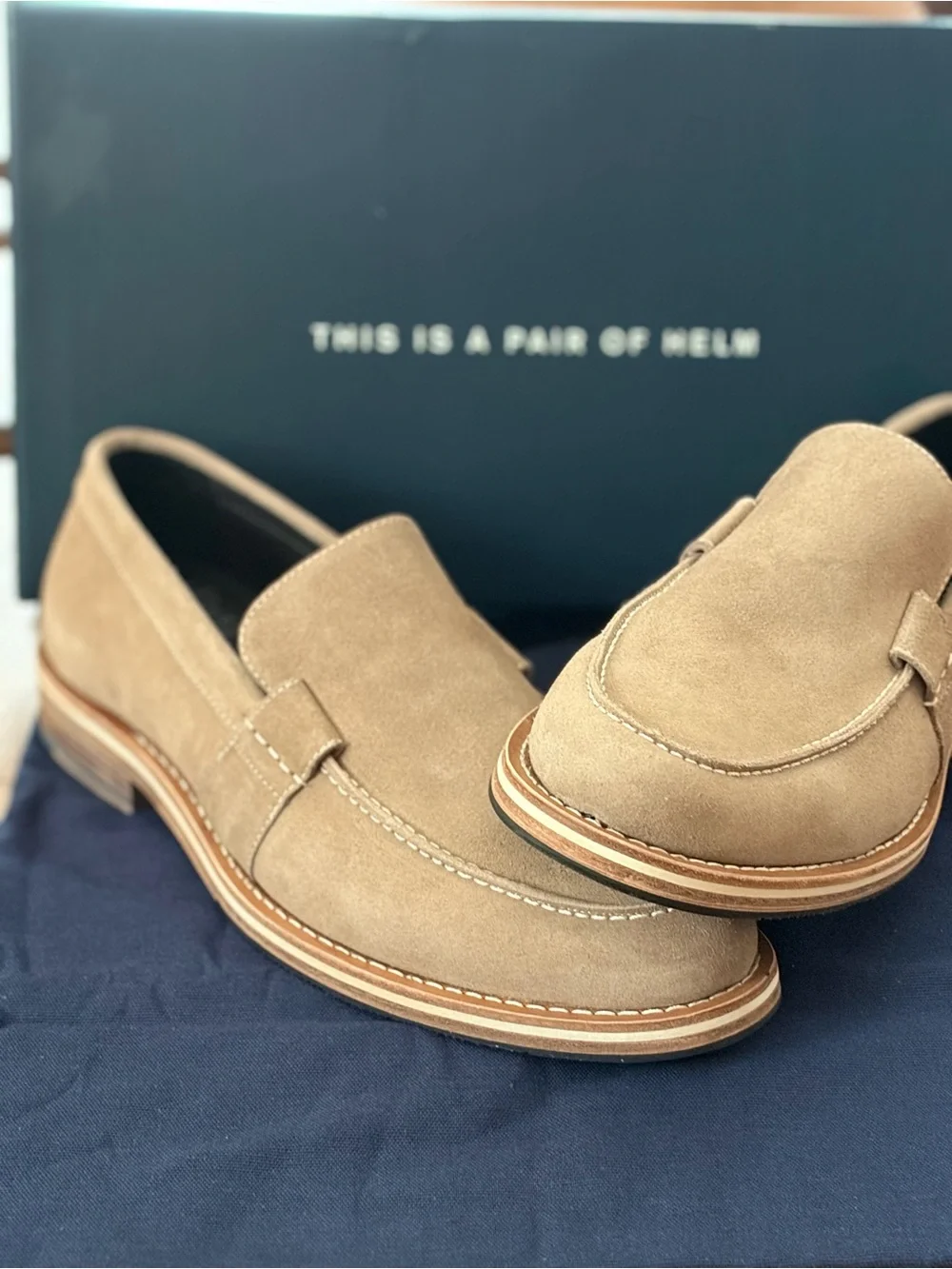 Helm Suede Moc Toe Loafers in Light Brown - Men's Slip-On Dress Casual